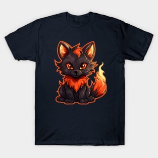 Baby black fire fox with flaming tail T-Shirt